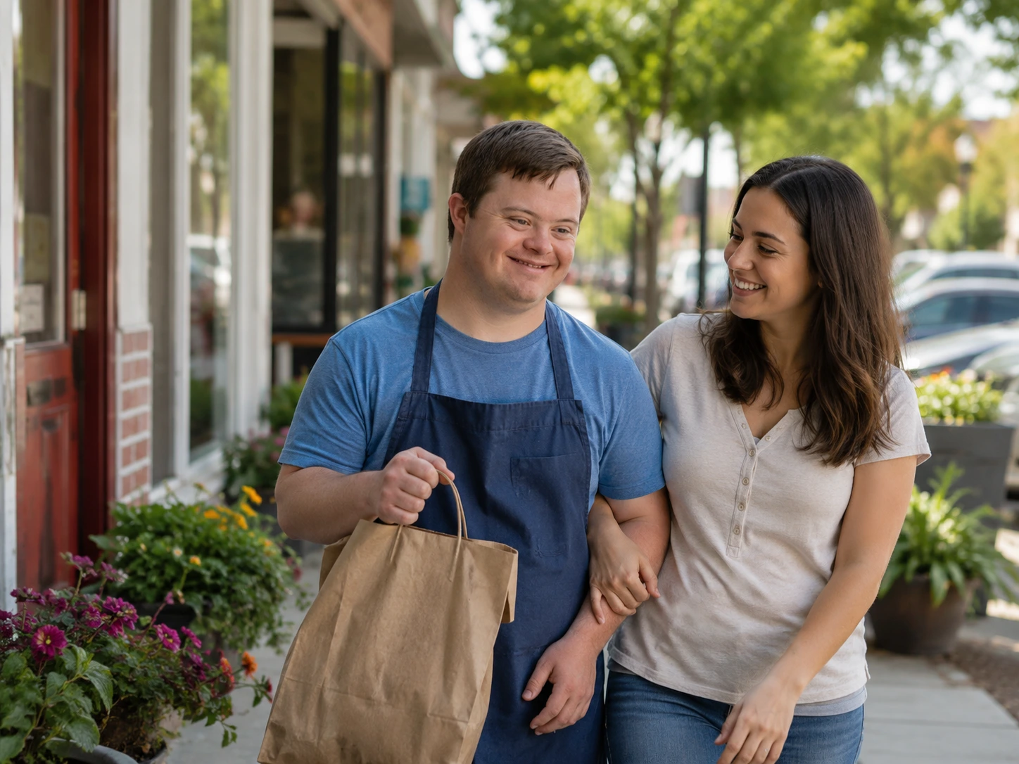 Caregiver and resident enjoying conversation by window