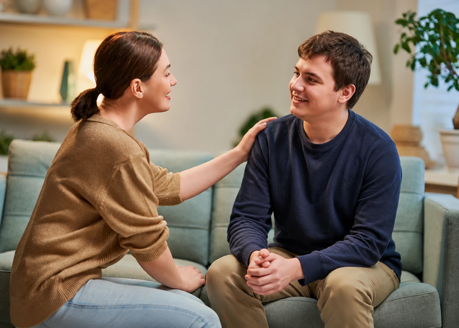 Compassionate respite caregiver assisting an elderly client at home